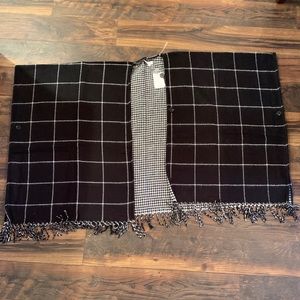 Westbound fringe black and white poncho sweater